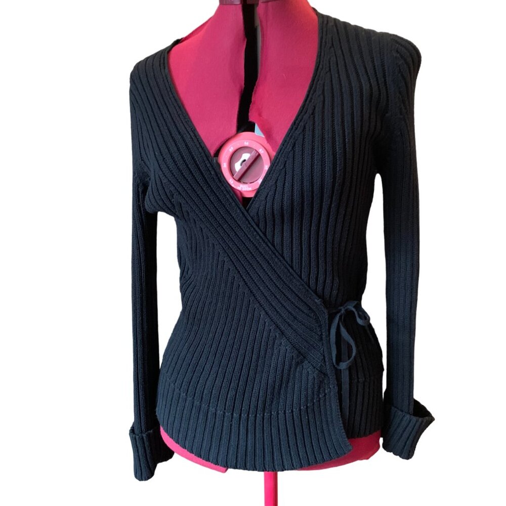 MEXX - Wrap V Neck crossover sweater top Cardigan BLACK - Medium